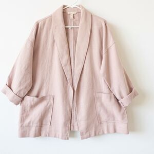 Eileen Fisher Organic Linen Blazer Powder Pink XS Oversized Casual Summer Jacket